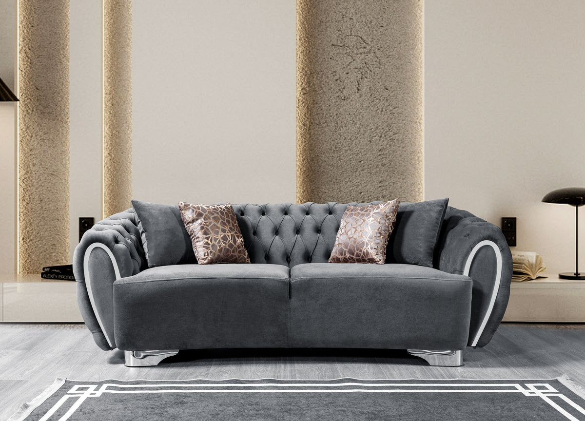 Victoria Gray Velvet Sofa & Loveseat