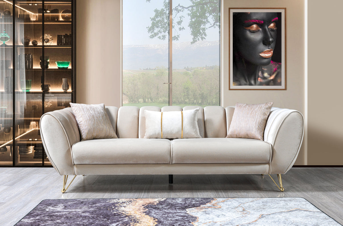 Merida Ivory Velvet Sofa & Loveseat