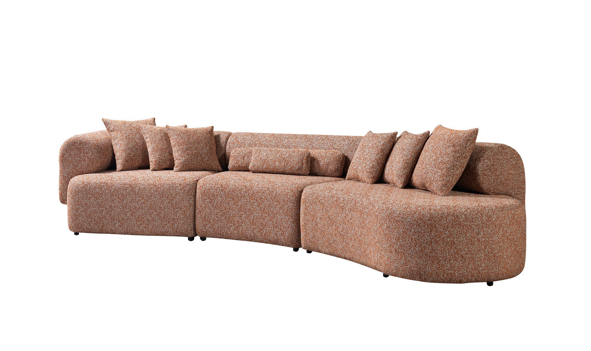 Lena Orange Boucle 3-Piece Curved 145" Sectional