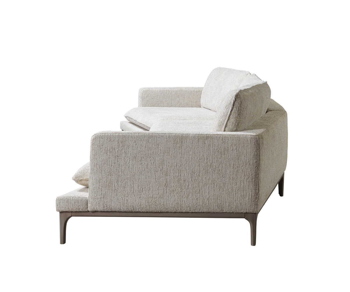 Dylan Ivory Linen 3pc Curved 126" Sectional with Ottoman