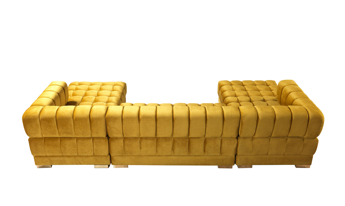 Ariana Velvet Mustard Double Chaise 138" Sectional