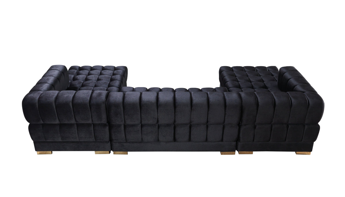 Ariana Velvet Black Double Chaise 138" Sectional