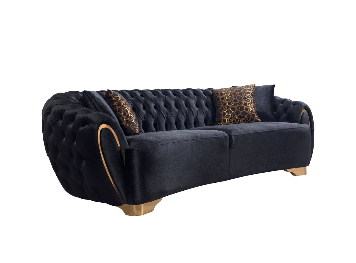 Victoria Black Velvet Sofa & Loveseat