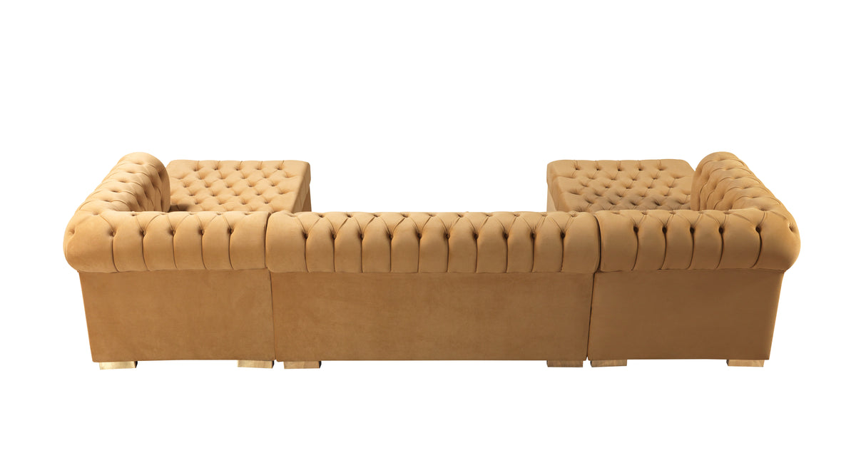 Lauren Velvet Mustard Double Chaise 136" Sectional