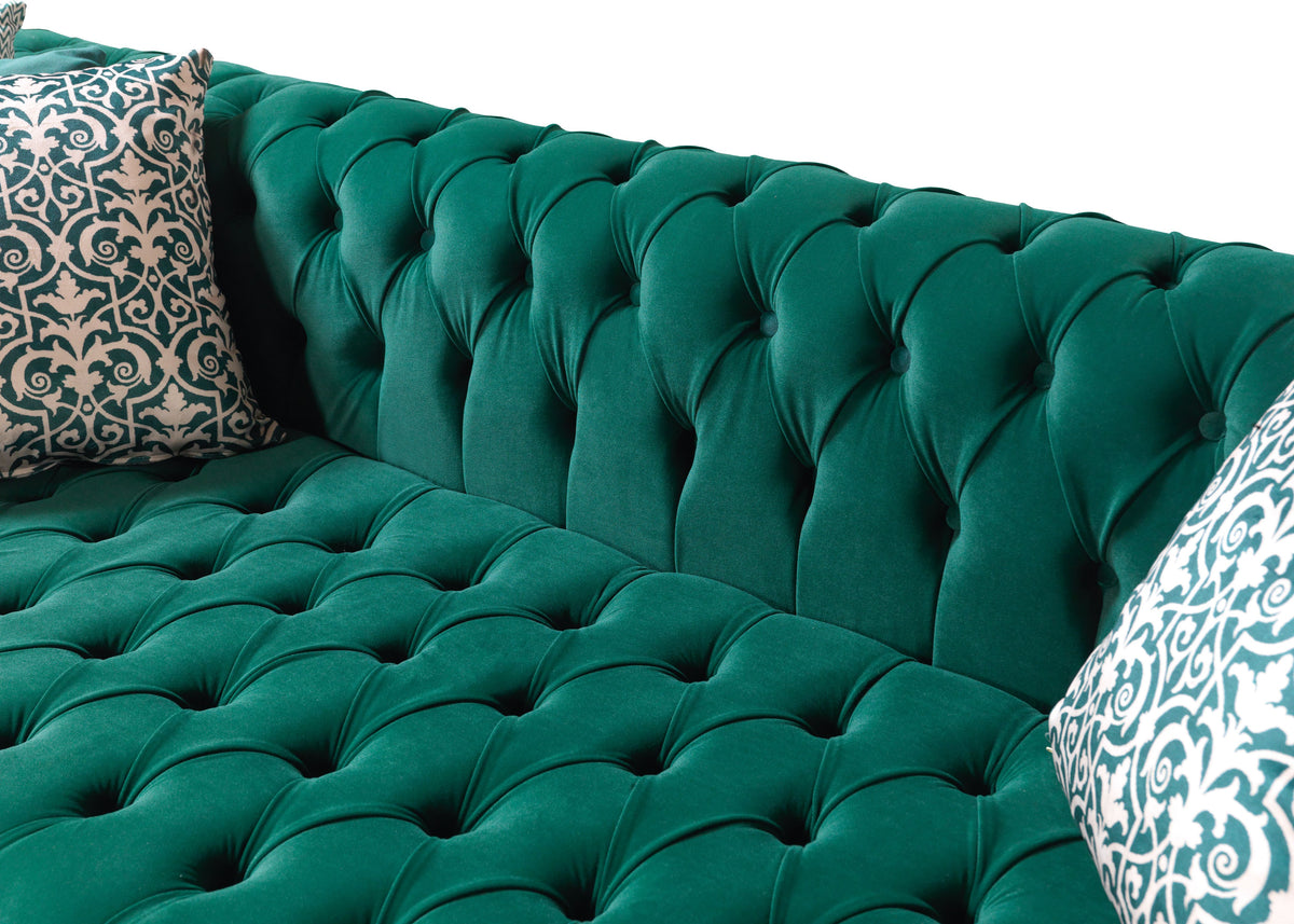 Lauren Velvet Green Double Chaise 136" Sectional