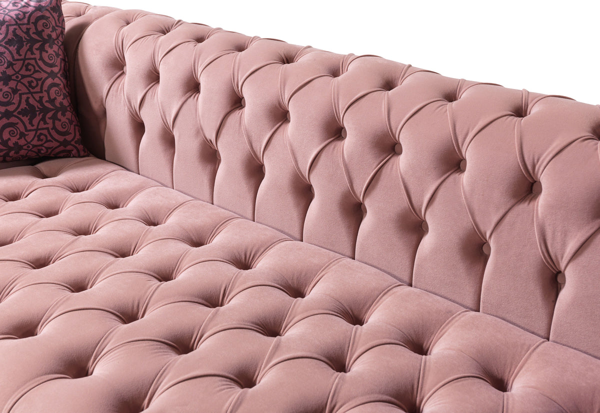 Lauren Velvet Pink Double Chaise 136" Sectional