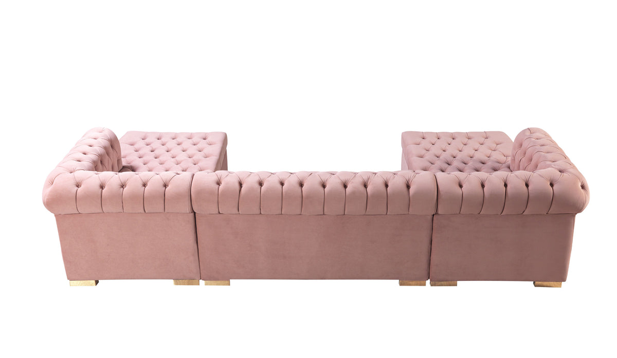 Lauren Velvet Pink Double Chaise 136" Sectional