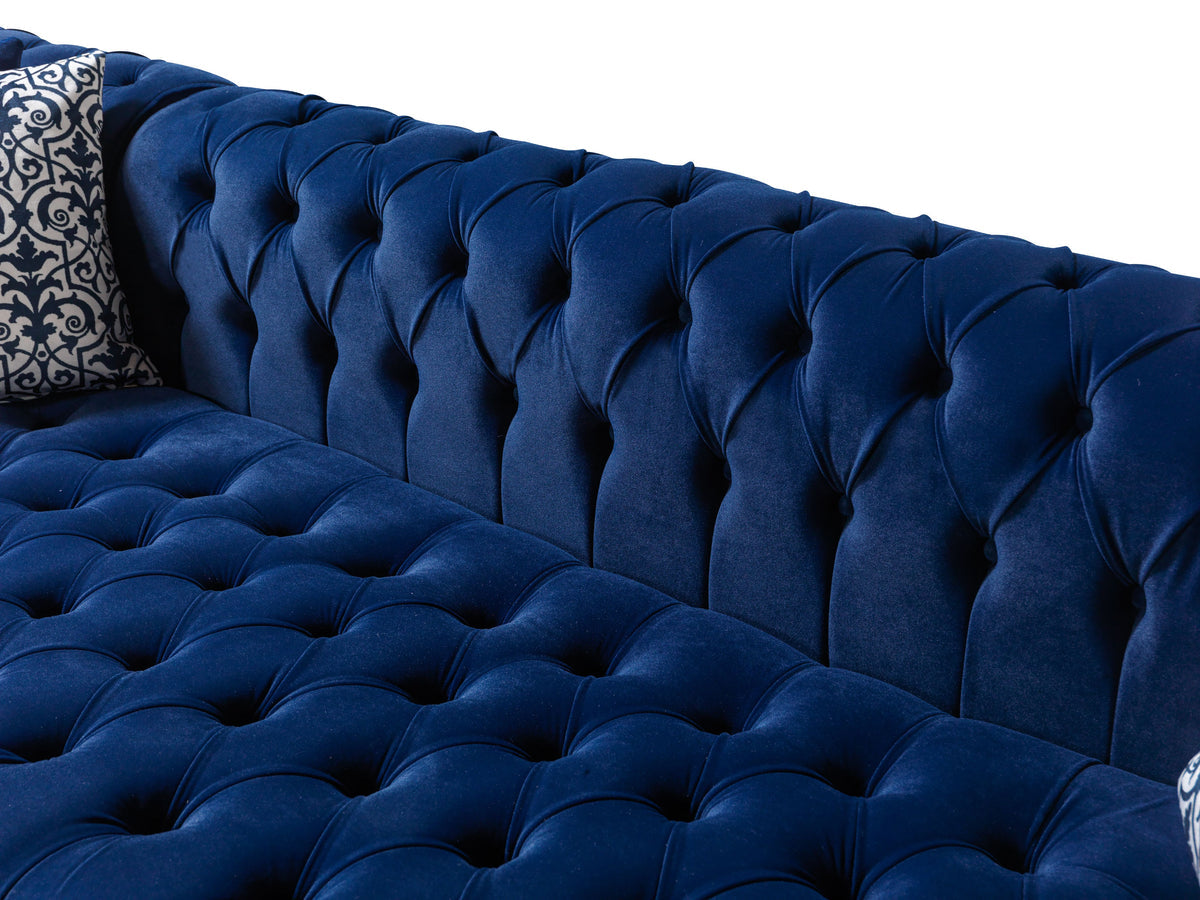 Lauren Velvet Navy Double Chaise 136" Sectional