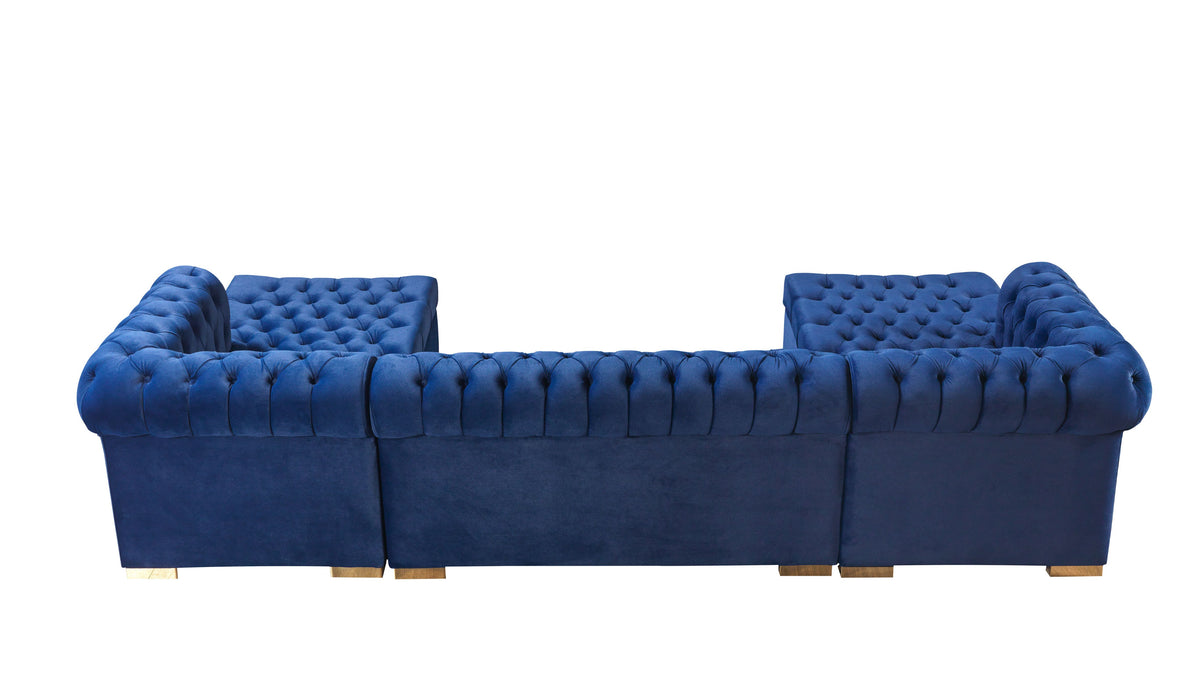 Lauren Velvet Navy Double Chaise 136" Sectional