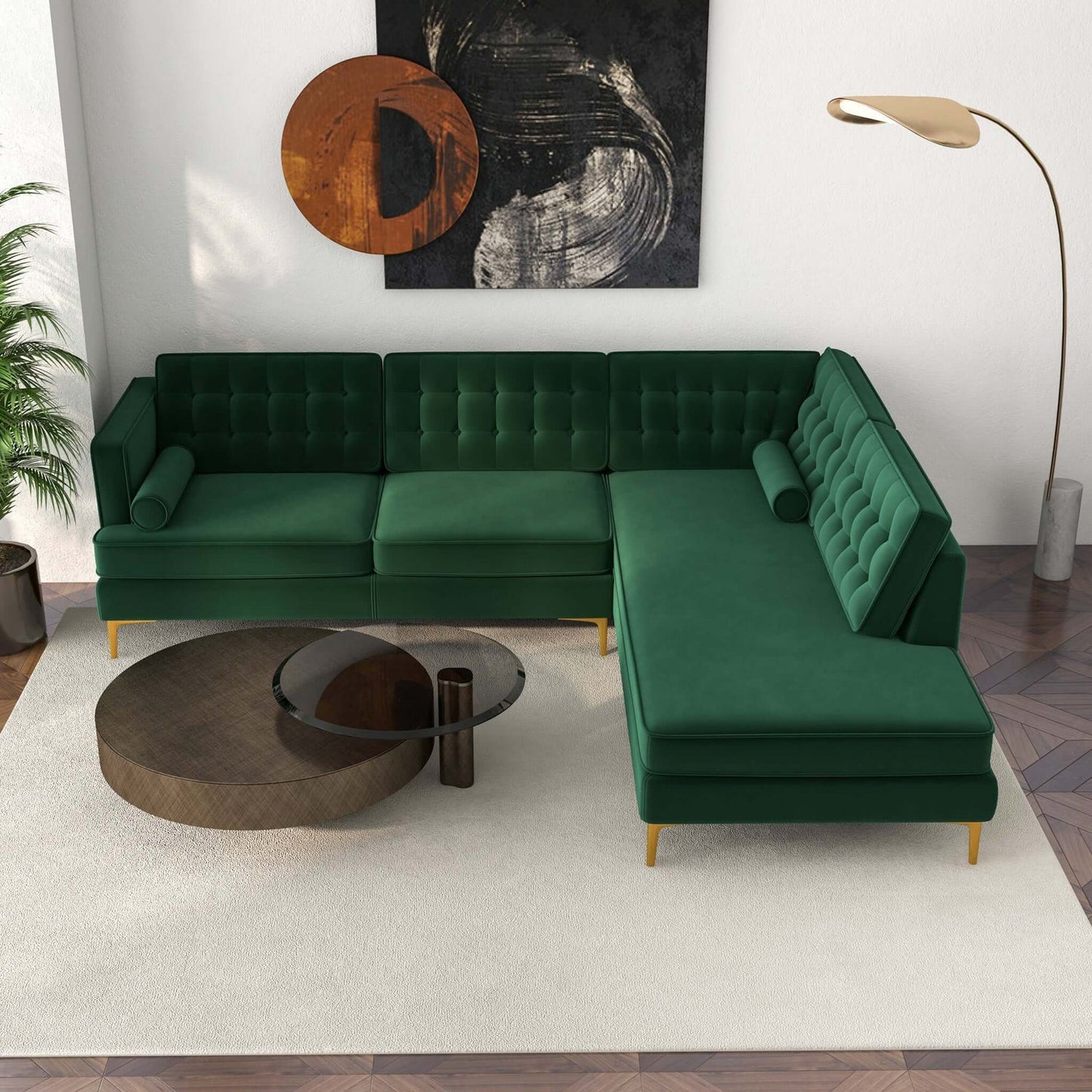 Brooke 101" Green Mid-Century Modern Sectional