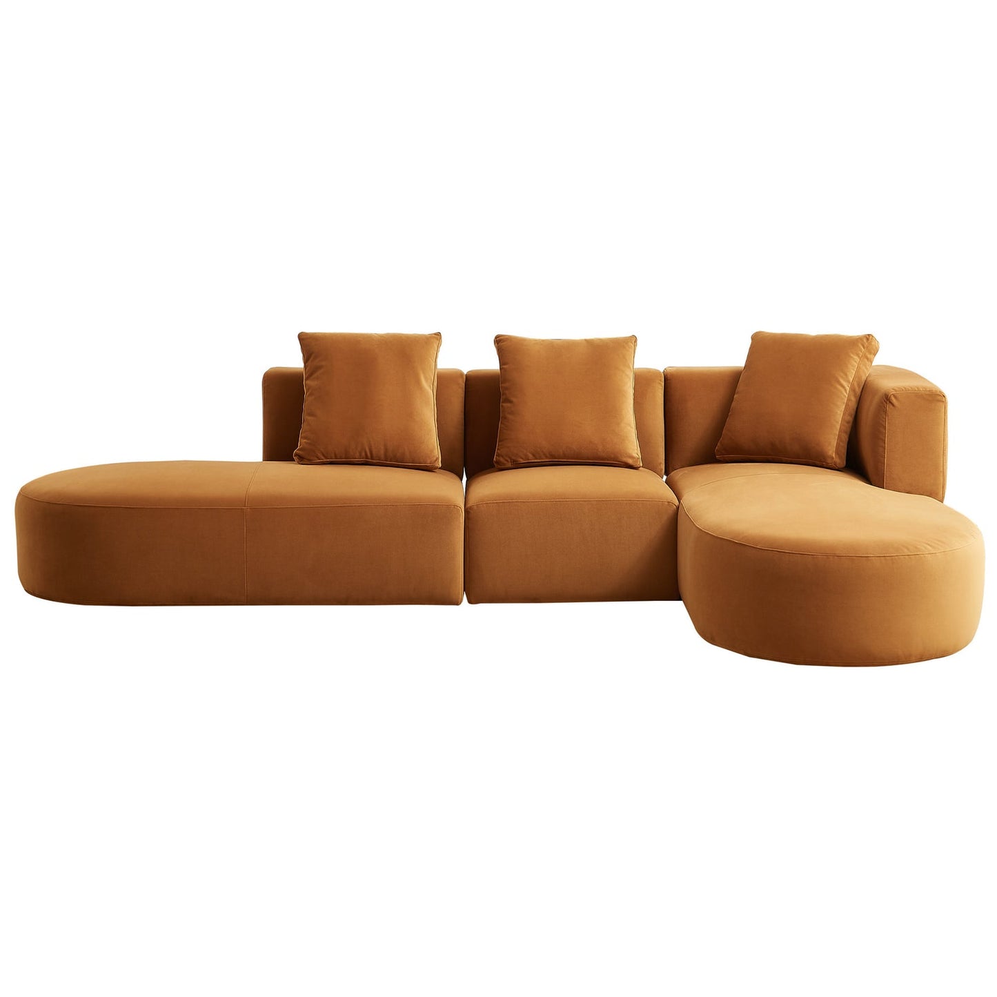 Orby 124" Mid-Century Modern Velvet RAF Sectional Sofa