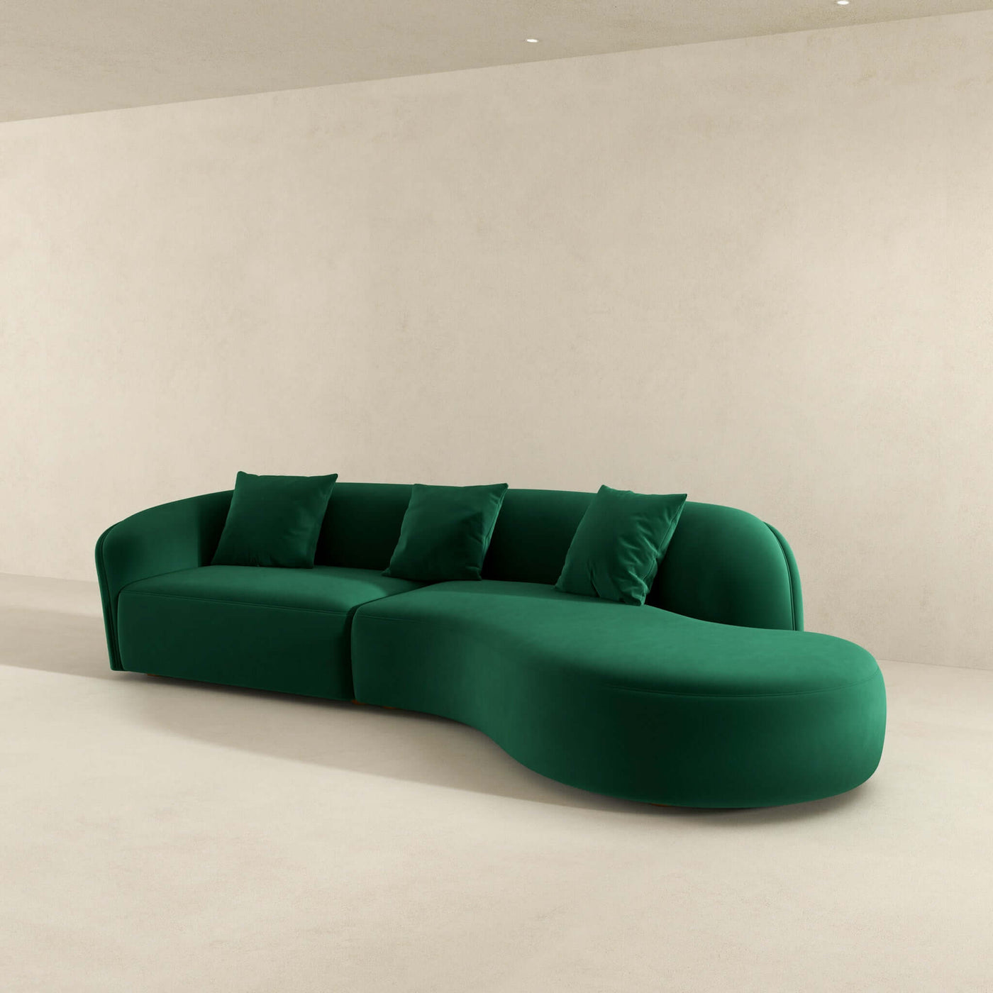 Elijah Green Velvet Japandi Style Curvy 126" Sectional