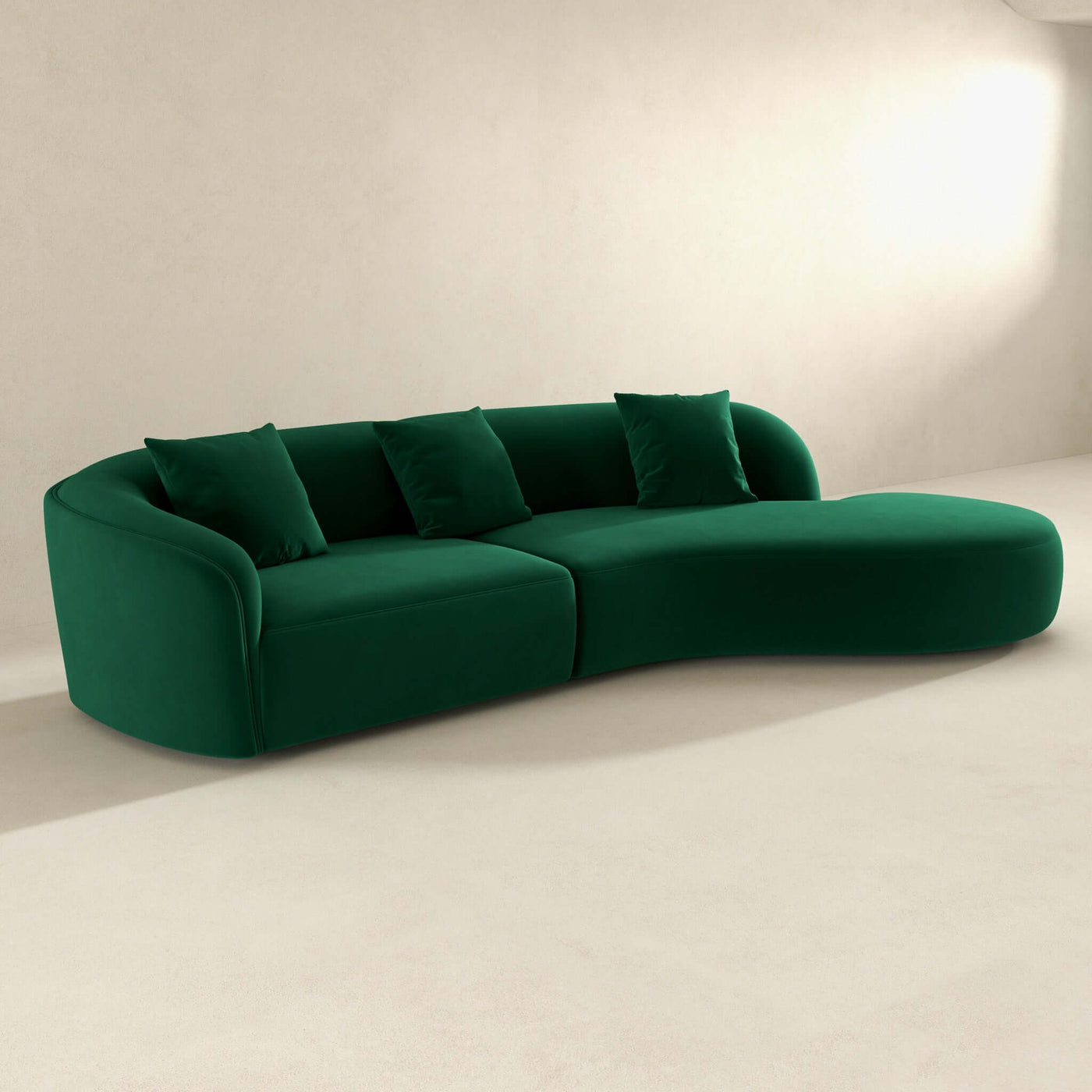 Elijah Green Velvet Japandi Style Curvy 126" Sectional