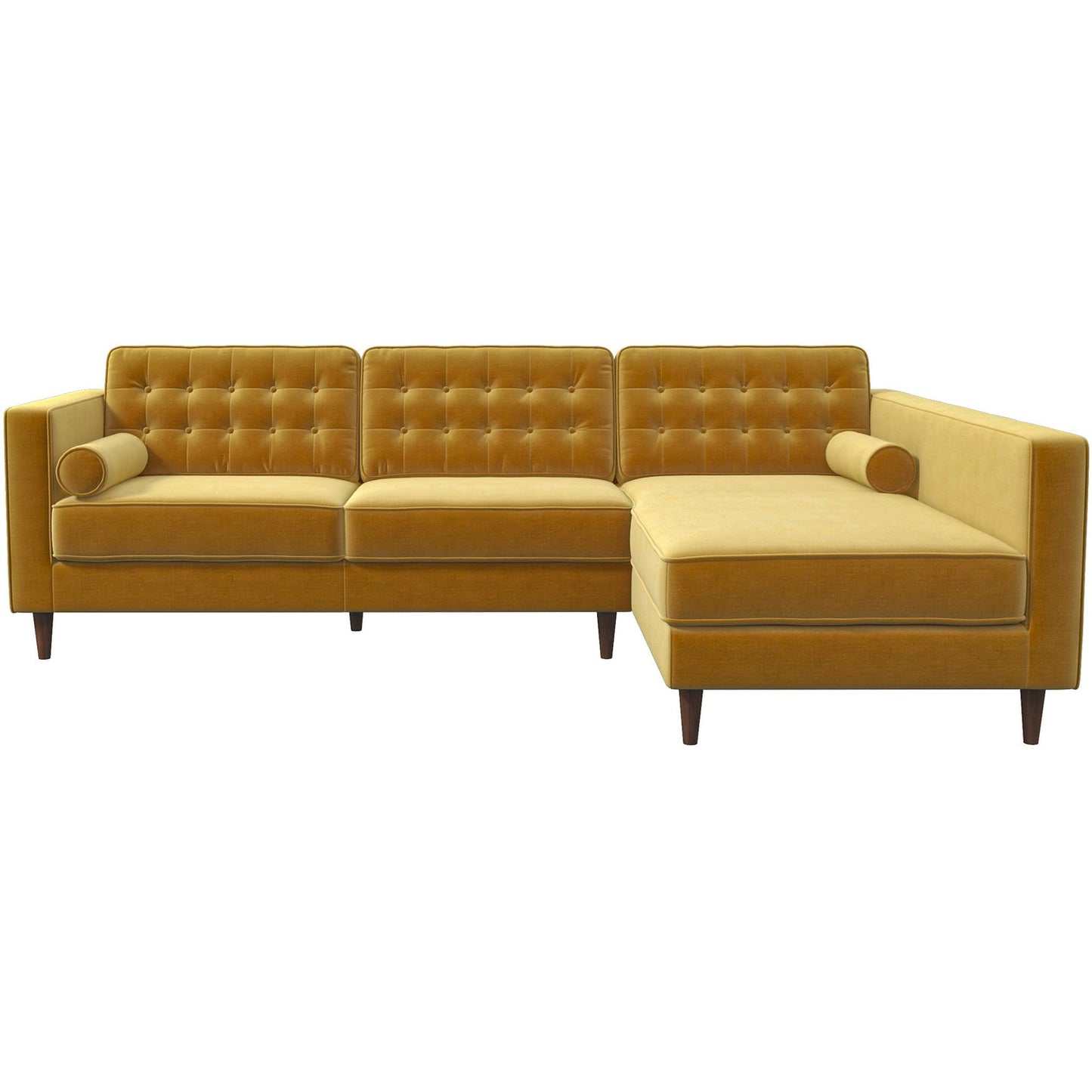 Christian 103" Mid-Century Modern Yellow Velvet Sectional