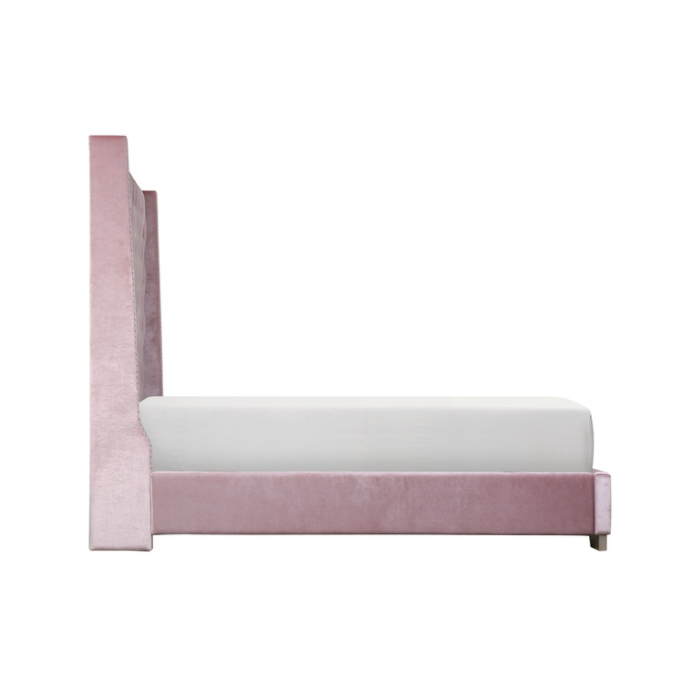 Pink Velvet King Panel Bed SH228