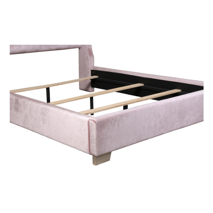 Pink Velvet King Panel Bed SH228