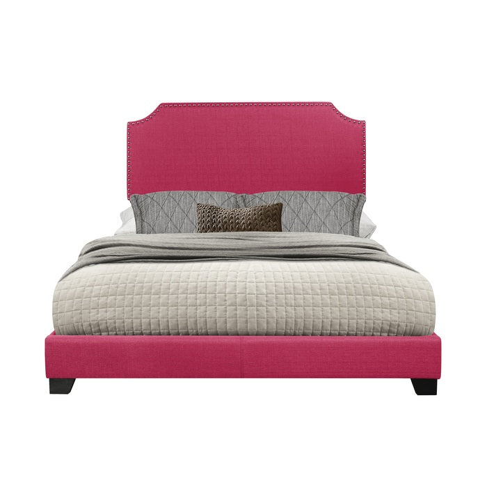 Pink Fabric King Panel Bed SH235