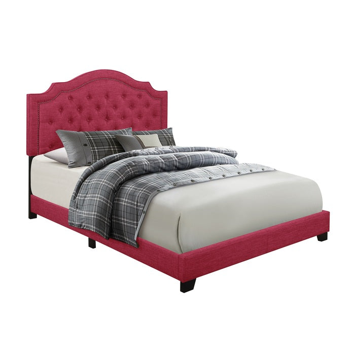 Pink Fabric King Panel Bed SH255