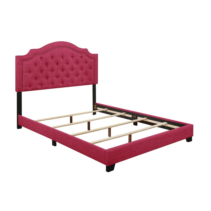 Pink Fabric King Panel Bed SH255