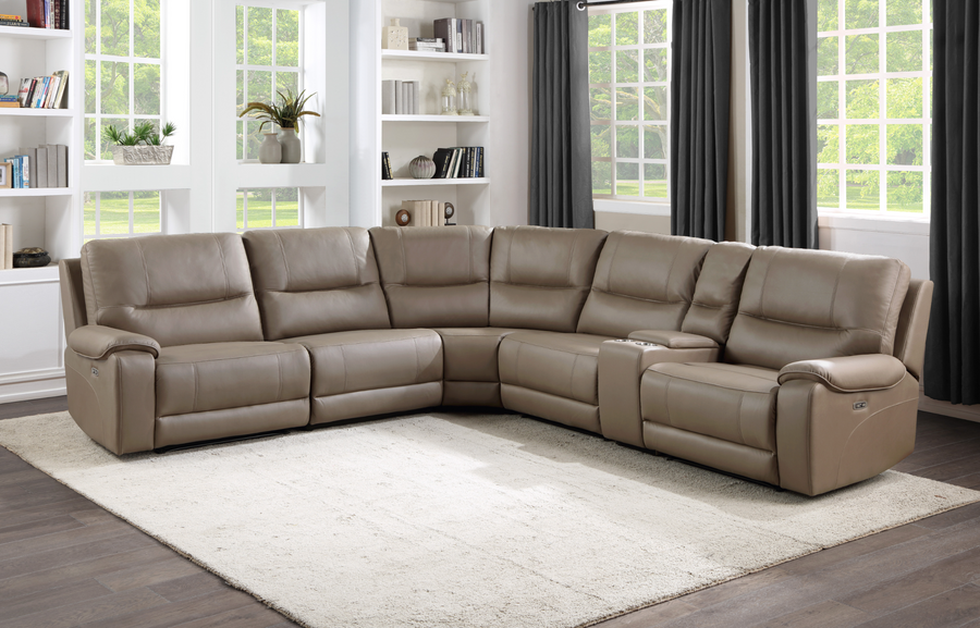 LeGrande Taupe 6pc Modular POWER Reclining Sectional