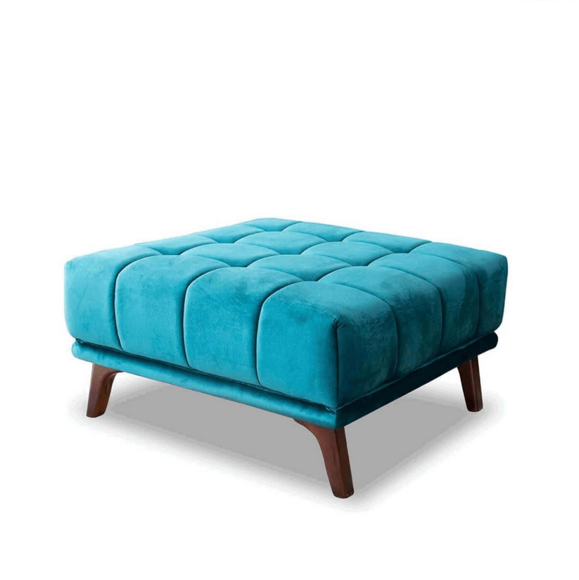 Addison Square Upholstered Ottoman Teal Velvet