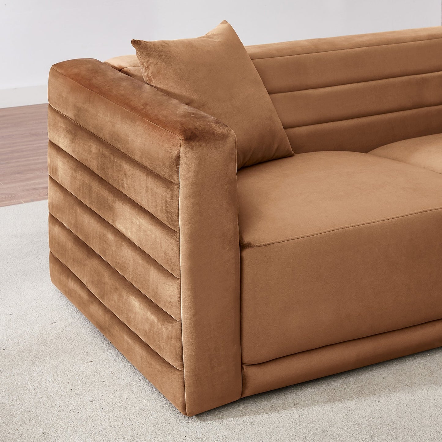 Solo Cognac Velvet Modular Corner Sectional