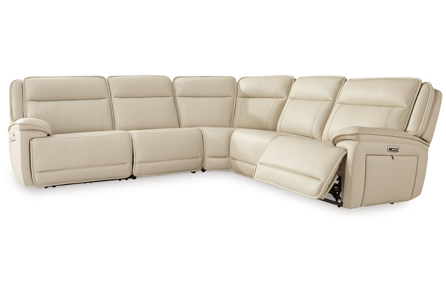 Double Deal Almond 5pc POWER Reclining Sectional U13001