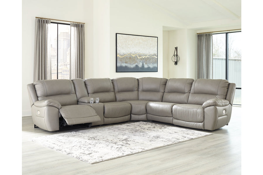 Dunleith Gray 6pc  POWER Reclining Sectional U71605