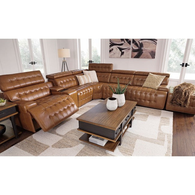 Temmpton Chocolate 6pc POWER Reclining Sectional U92708