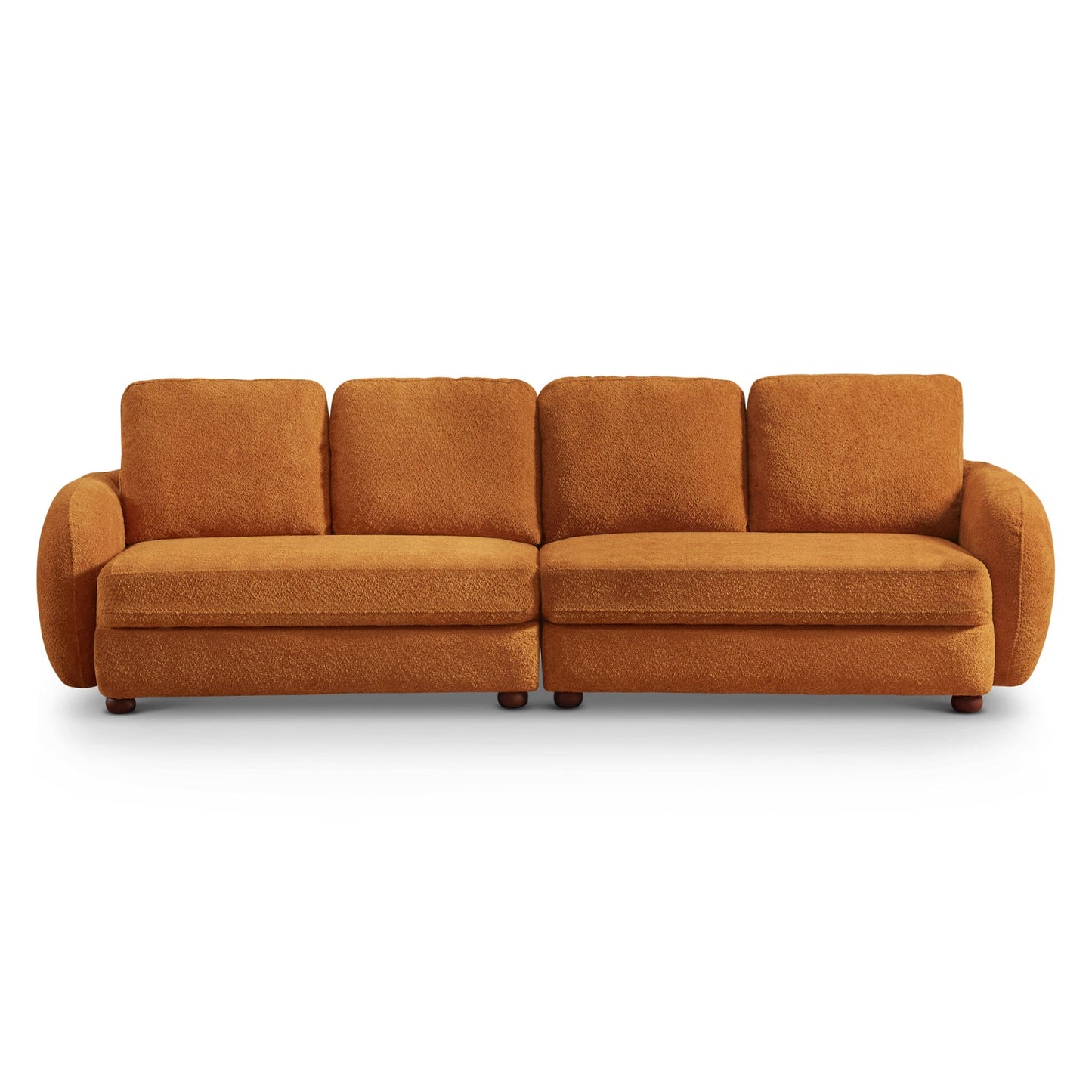 Paton  Orange Mid-Century Modern 114.5'' Boucle Fabric Sofa