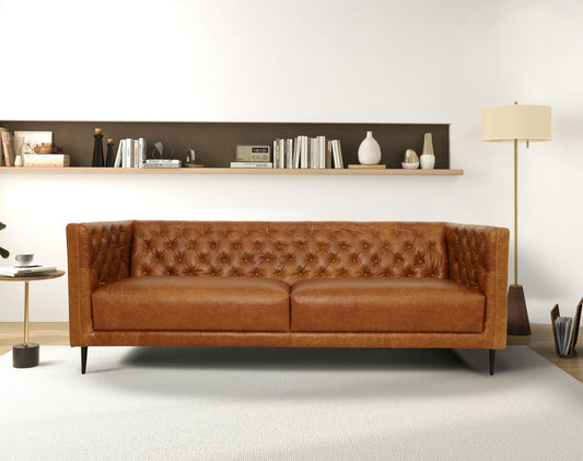 Vermont Waxy Cognac Genuine Leather Sofa