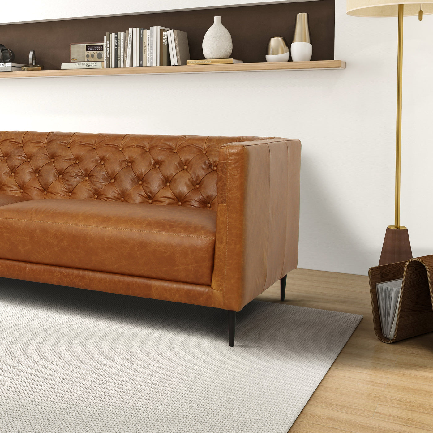 Vermont Waxy Cognac Genuine Leather Sofa