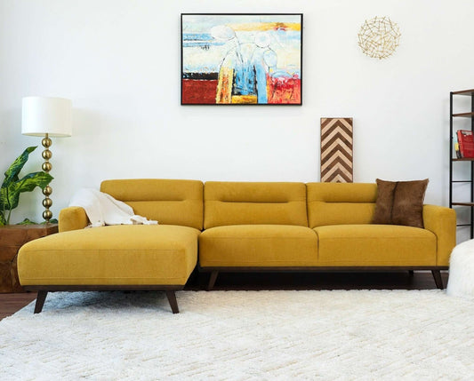 Ella 109" L-Shaped Dark Yellow Linen Left Sectional