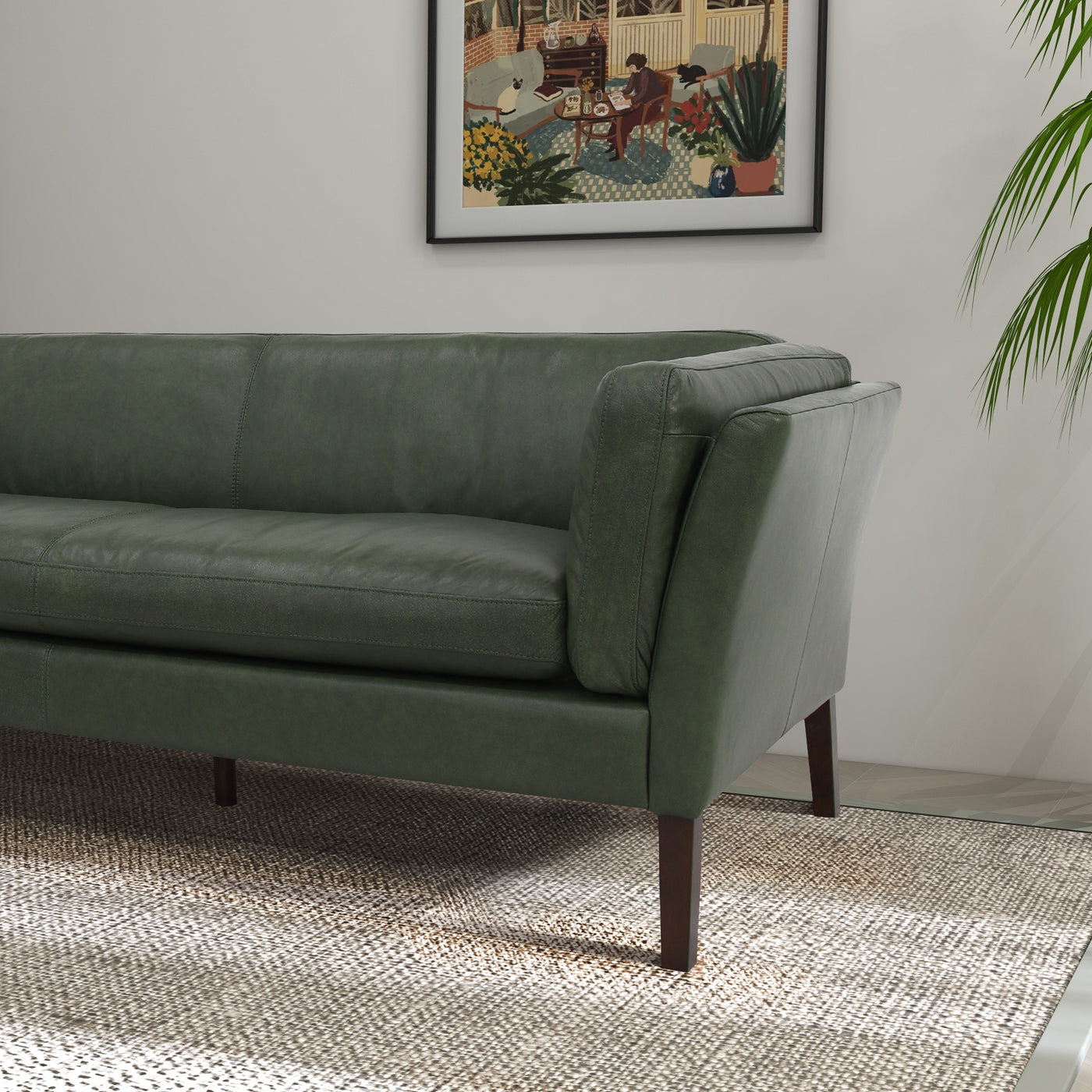 York Green Genuine Leather Sofa