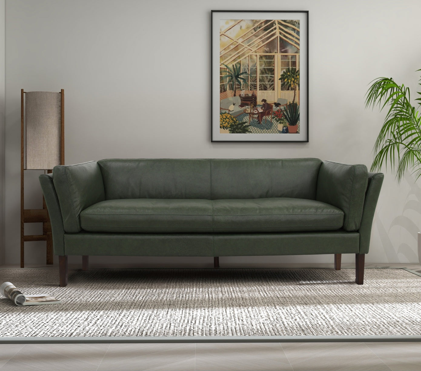 York Green Genuine Leather Sofa