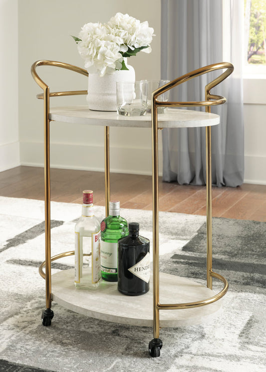 Tarica Cream/Gold Finish Bar Cart   A4000502