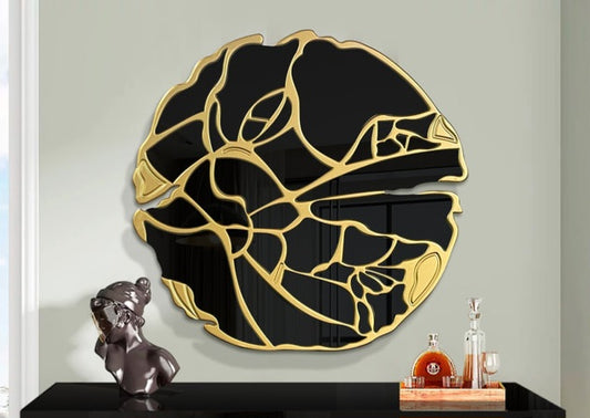 Black/Gold Round Mirror A800