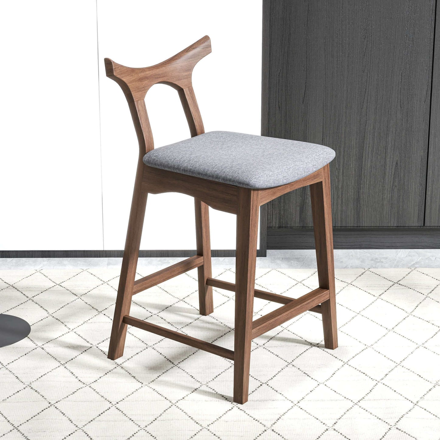 Hester Solid Wood Upholstered Square Bar Chair (Set Of 2)