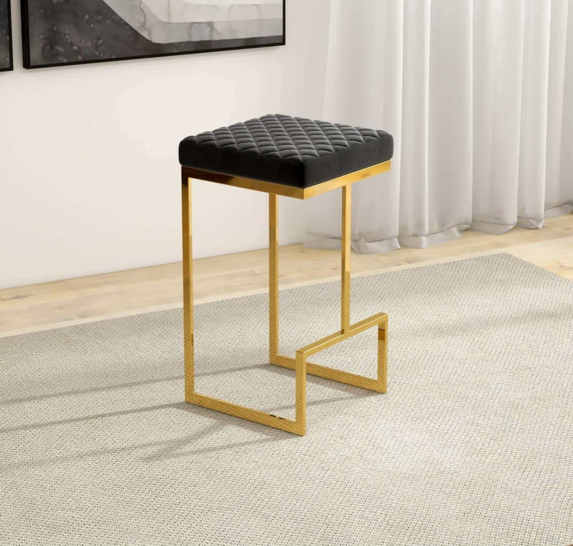 Joel Mid Century Modern Luxury Upholstered Stool