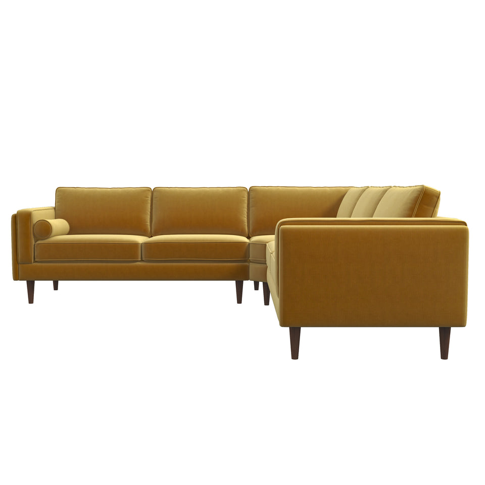 Amber 105" Dark Yellow Velvet  Mid-Century Modern Corner Sectional