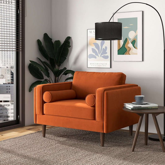 Amber Burnt Orange Velvet Lounge Chair