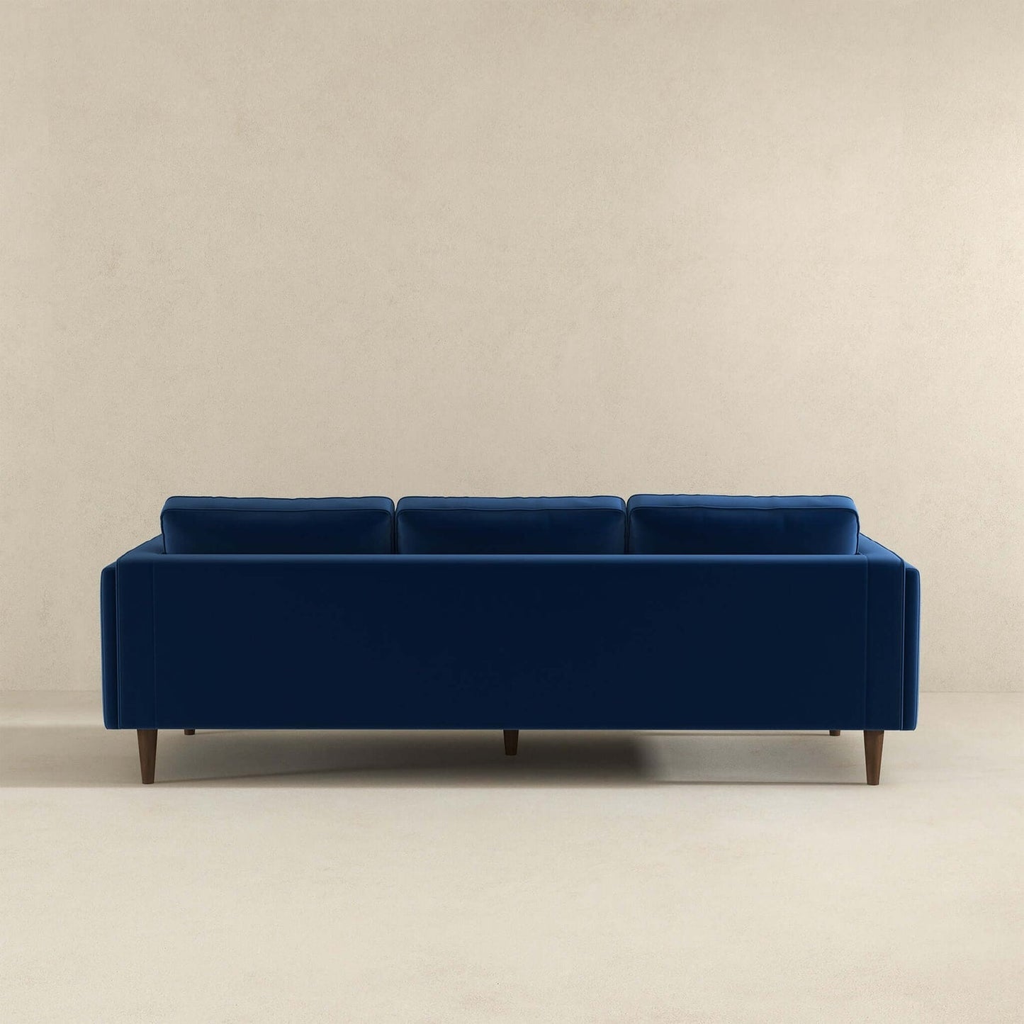 Amber 86" Mid-Century Modern Blue  Velvet Sofa