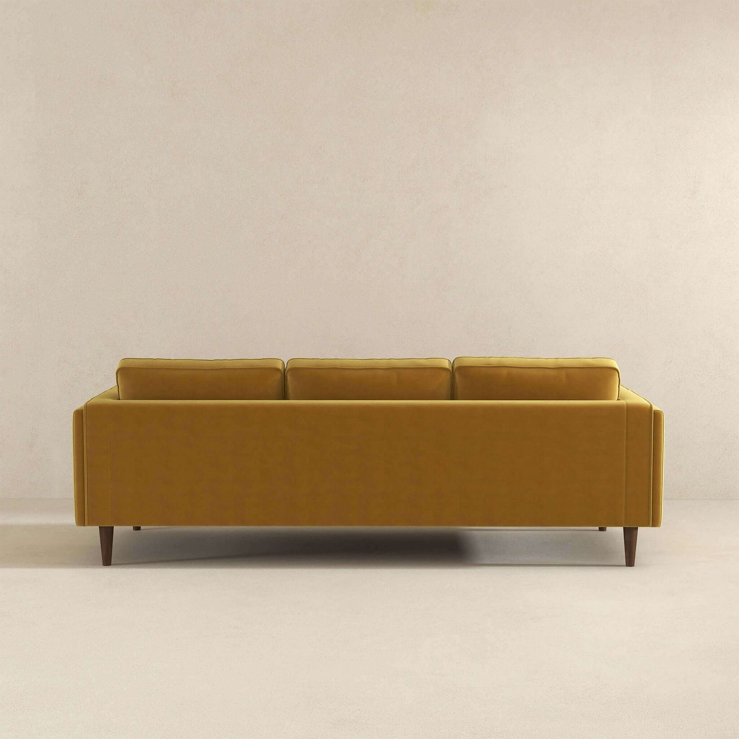 Amber 86" Mid Century Modern Yellow  Velvet Sofa