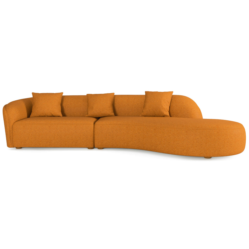 Elijah Orange Velvet Japandi Style Curvy 126" Sectional