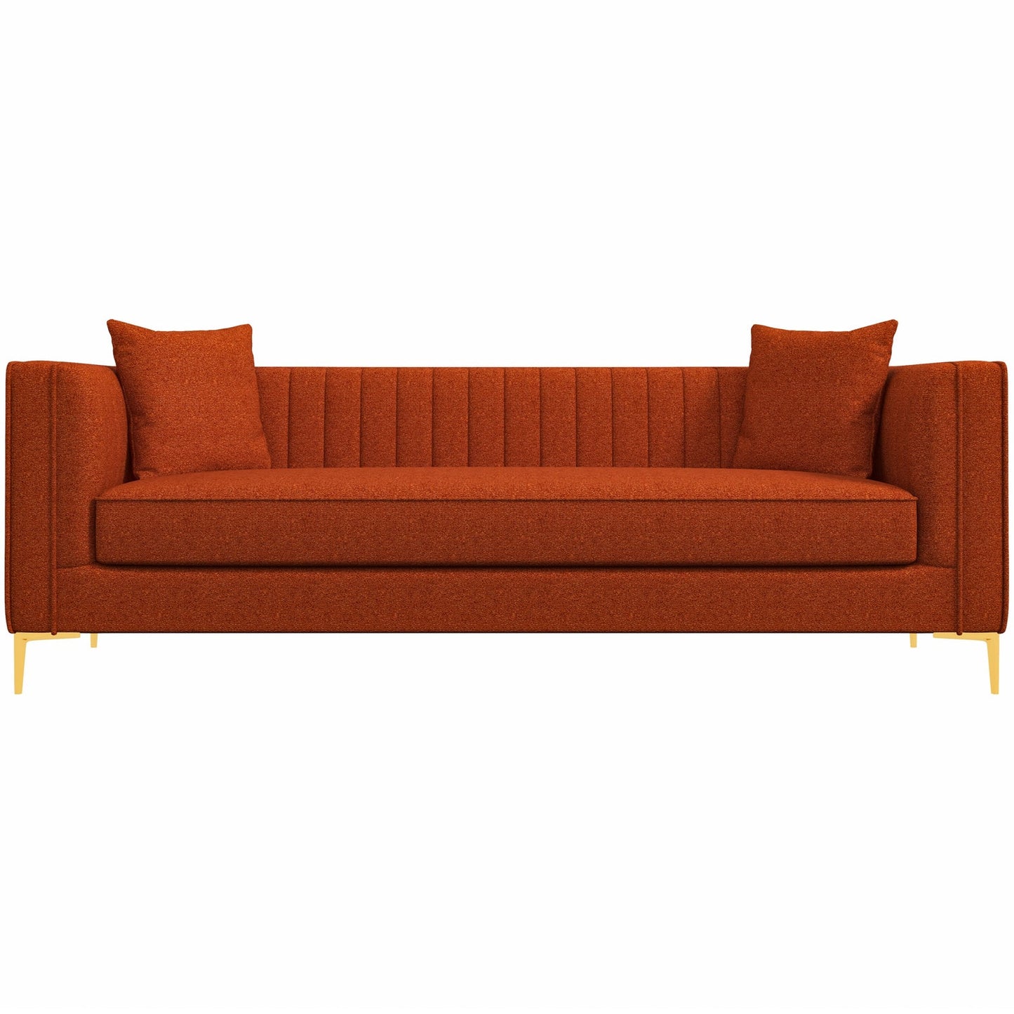 Angelina 84" Red Boucle Channel Tufted Sofa