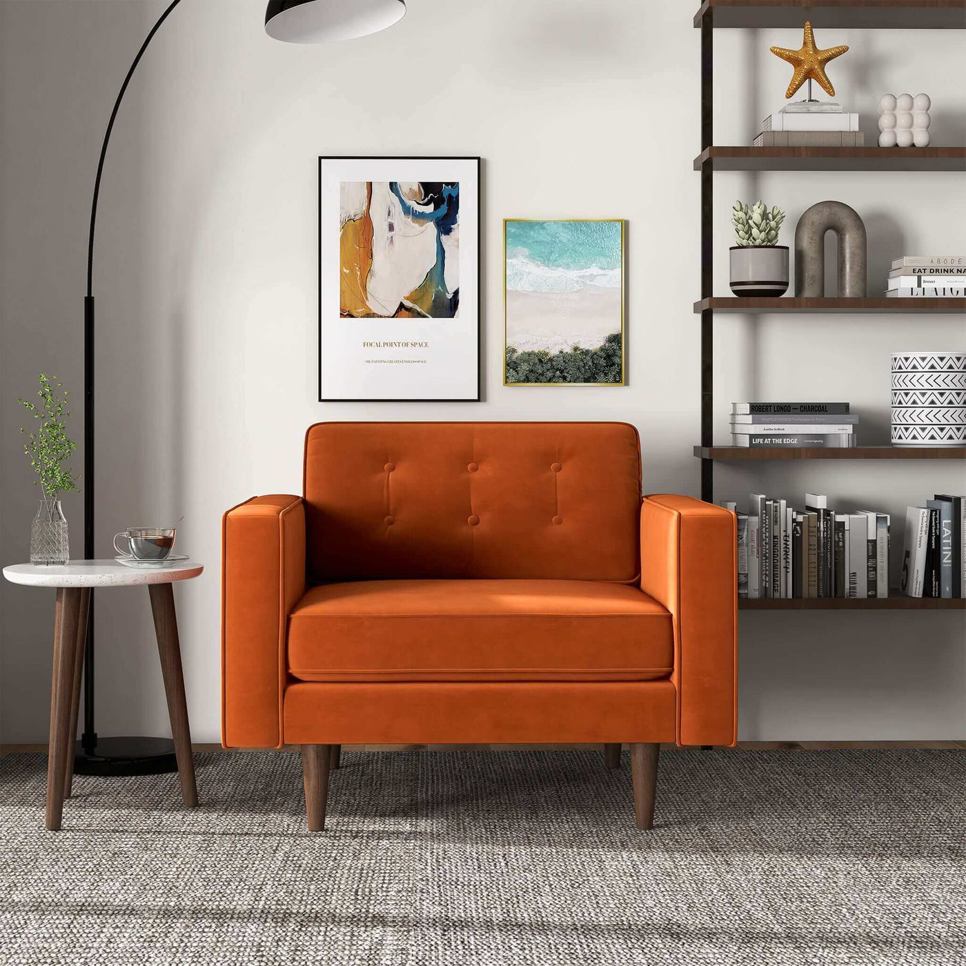 Casey Burnt Orange Velvet Lounge Chair