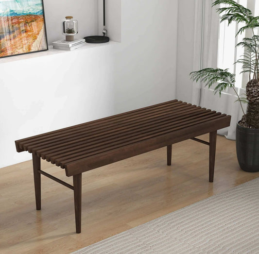 Mia Mid Century Modern Solid Wood Bench