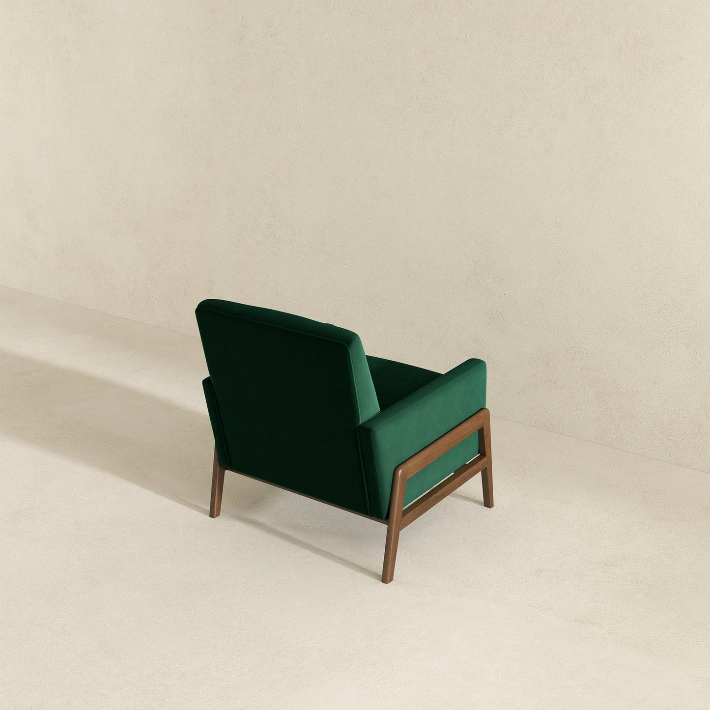 Cole Mid-Century Modern Solid Wood Green Velvet Lounge Chair