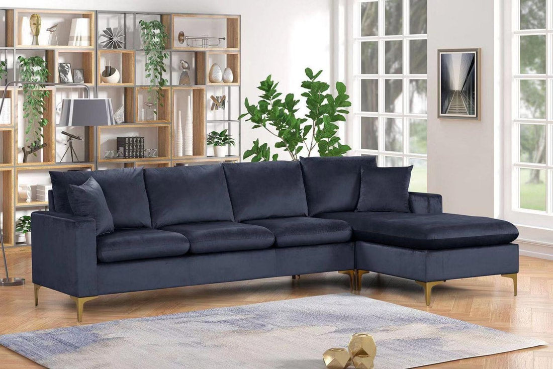 Amber Black Velvet Reversible Sectional