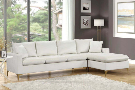 Amber White Velvet Reversible Sectional